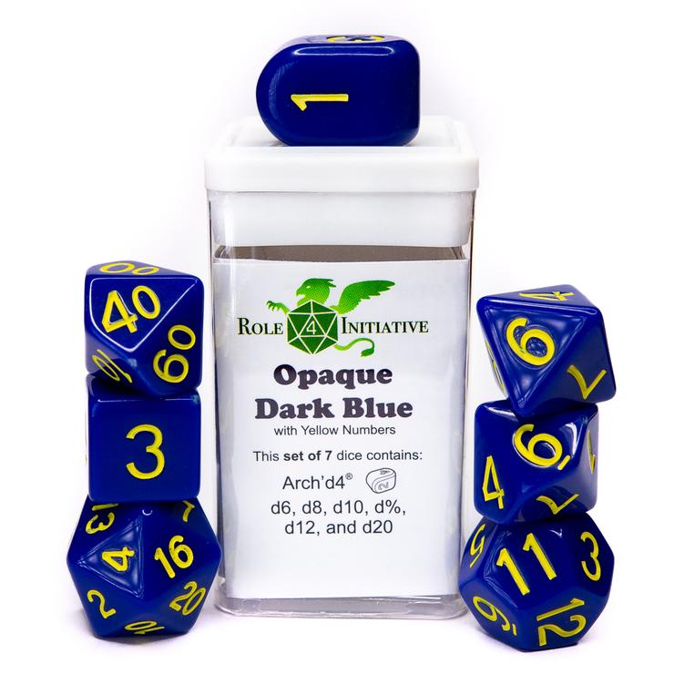 R4I - Dice - Opaque Dk Blue with yellow numbers (15)