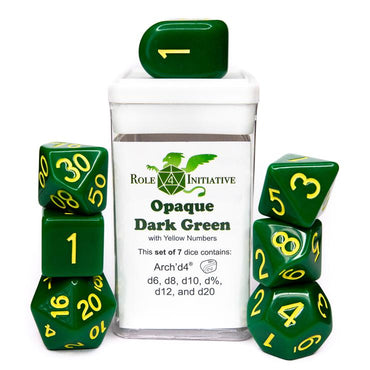 R4I - Dice - Opaque Dk Green with Yellow numbers (7)