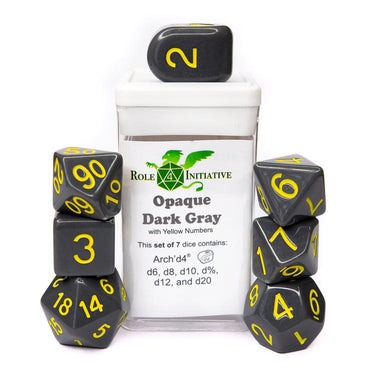 R4I - Dice - Opaque Dk Gray with yellow numbers (15)
