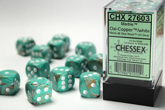 Chessex - Marble Oxi-Copper/White (12 D6)