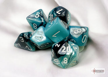 Chessex - Gemini - Black - Shell/White - 7 Dice Set