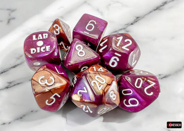 Chessex - Gemini - Copper - Purple/white Polyhedral 7-Die Set