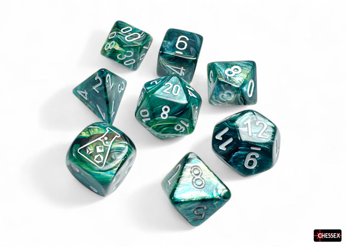 Chessex - Lustrous - Neptune/Grey - Polyhedral 7-Die set
