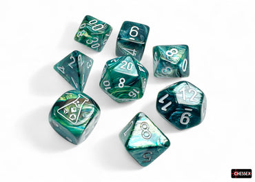 Chessex - Lustrous - Neptune/Grey - Polyhedral 7-Die set