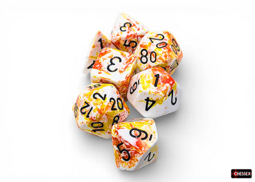 Chessex - Dice set - Brush - Sunrise/black (7)
