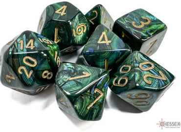 Dice - Chessex - Scarab - Jade/Gold