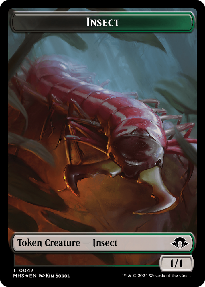 Insect (0043) (Ripple Foil) // Zombie Double-Sided Token [Modern Horizons 3 Tokens]