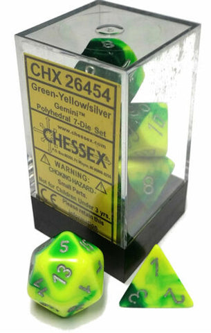 Chessex - Green-Yellow/Silver Blacklight Reactive (7)