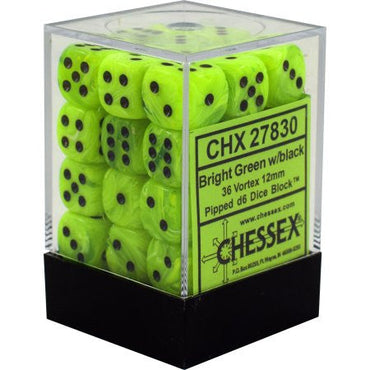 Chessex - Vortex - Bright Green/Black - 36 Dice