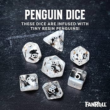 FanRoll - 16mm Resin Poly Dice Set - Penguin