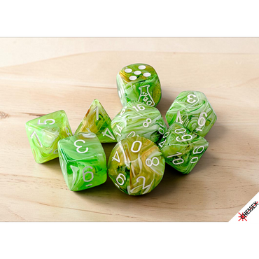 Chessex - Lab Dice - Marble - Sour Green/White