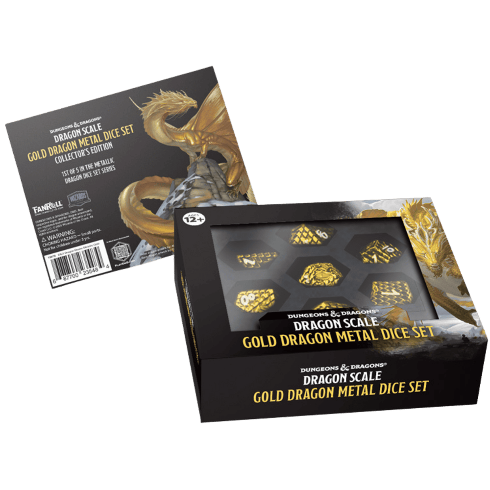 D&D Dragon Scale Metal Dice Set: Gold