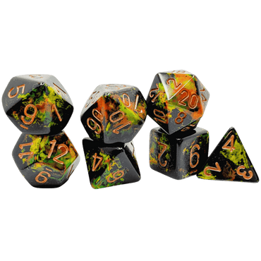 Chessex - Dice set - Brush - Deep Forest/gold (7)