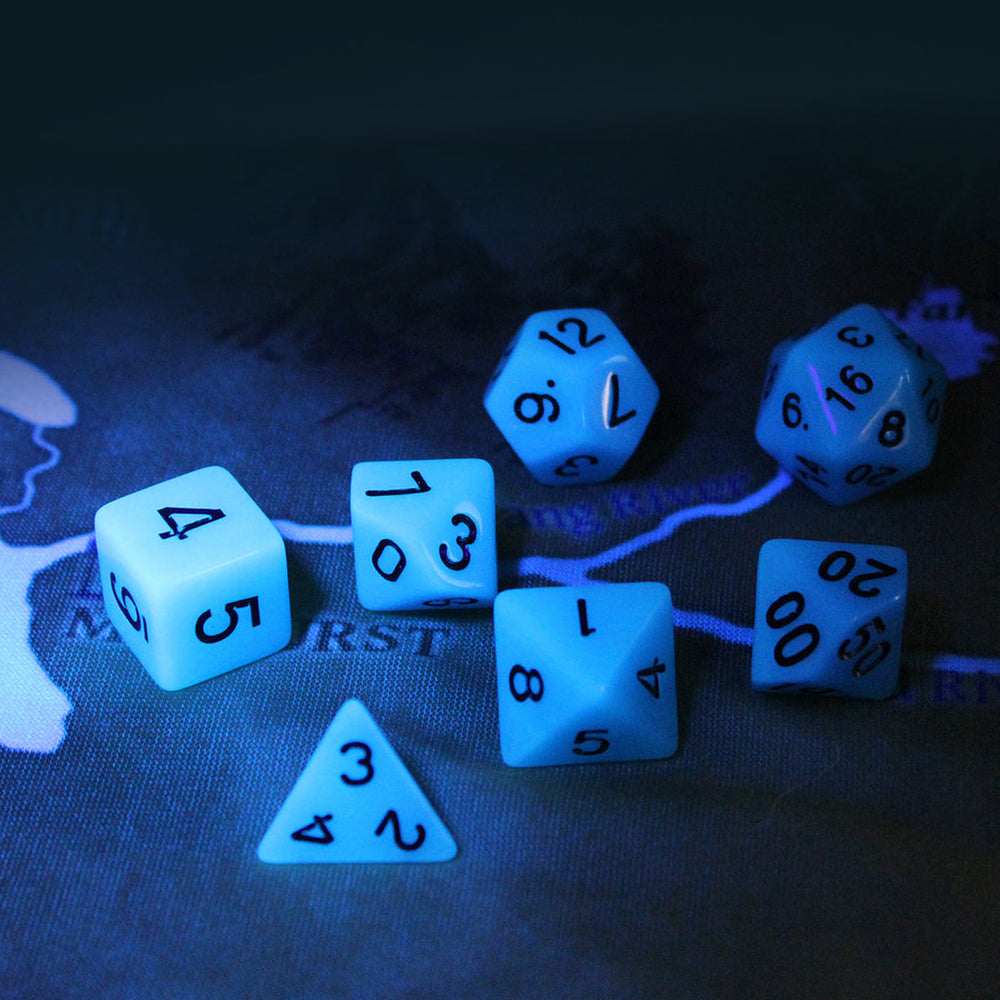 MDG - Glow Blue /black- Mini Dice