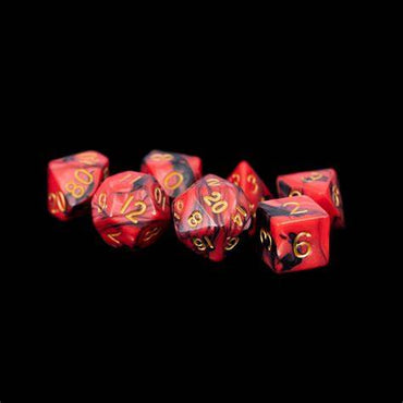 MDG - Acrylic Dice -Red/Black w/ Gold