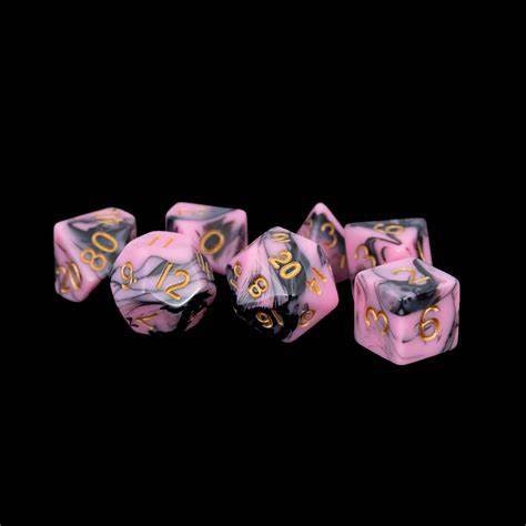 MDG - Acrylic Dice - Pink/Black w/ Gold