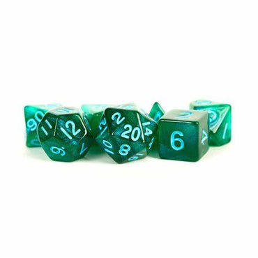 MDG - Acrylic Dice - Stardust - Green w/ Blue