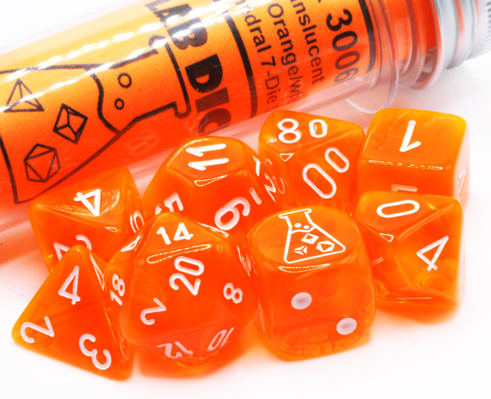 Chessex - Lab Dice - Neon Orange w/ White