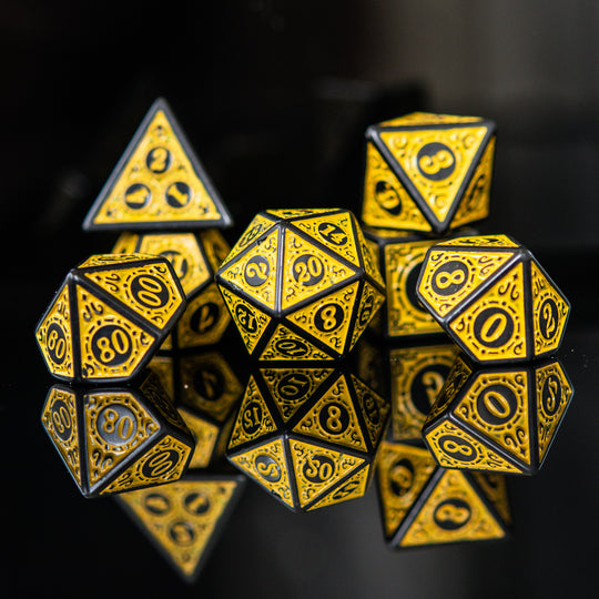 Dice - Misty Mountain Gaming - Dice - Temple Ruins Yellow Acrylic (7)