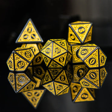 Dice - Misty Mountain Gaming - Dice - Temple Ruins Yellow Acrylic (7)