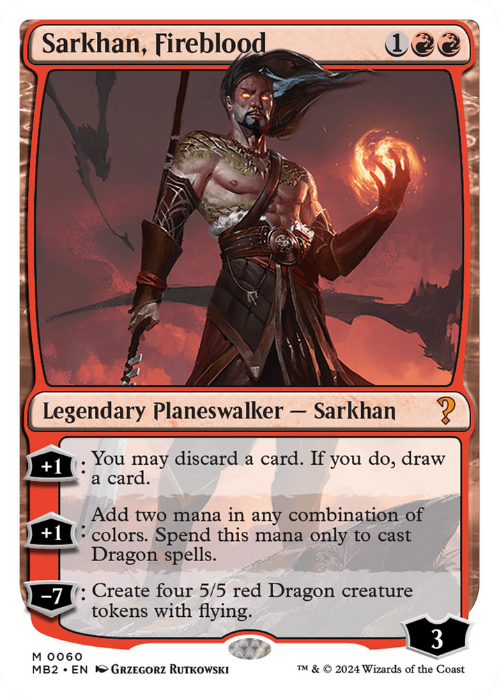 Sarkhan, Fireblood (White Border) [Mystery Booster 2]