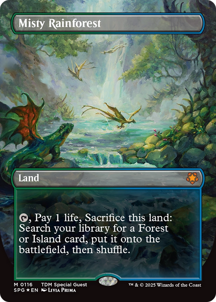 Misty Rainforest (Borderless) (Dragonscale Foil) [Tarkir: Dragonstorm Special Guests]