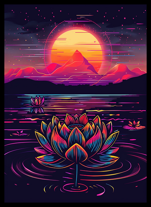 Neon Retro Black Lotus - Sleeves