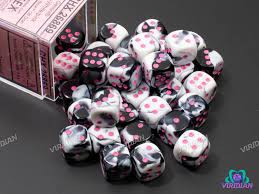 Chessex - Gemini - Black- white/pink (36)