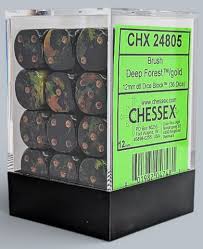 Chessex - Dice set- Brush - Deep Forest/gold (36)