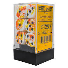 Chessex - Dice set - Brush - Sunrise/black (12)