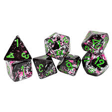 Chessex - Dice set - Brush - Paintball/green (7)
