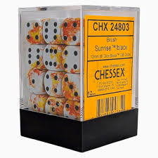 Chessex - Dice set- Brush - Sunrise/black (36)