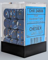 Chessex - Dice set- Brush - Wavebreak/gold (36)