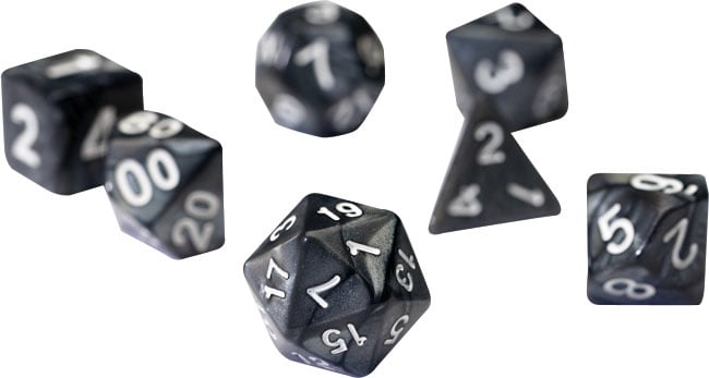 Sirius Dice - RPG 7 Die Set - Pearl Charcoal Grey Acrylic