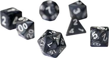 Sirius Dice - RPG 7 Die Set - Pearl Charcoal Grey Acrylic