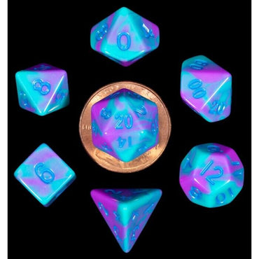 MDG - Dice - Mini - Purple/Teal with Blue Numbers