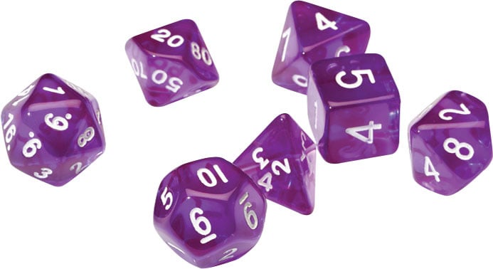 Sirius Dice - RPG 7 Die Set - Translucent Purple Resin