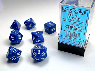 Chessex - Opaque Blue/White - 7 Die Set