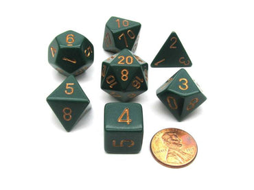 Chessex - Lab Dice 3 - Dusty Green/Copper - 7 Die Set