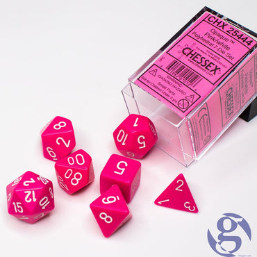 Chessex - Opaque Pink/White - 7 Die Set