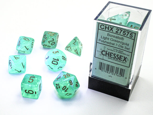 Chessex - Light Green/Gold Luminary - 7 Die Set