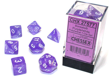 Chessex - Purple/White Luminary - 7 Die Set