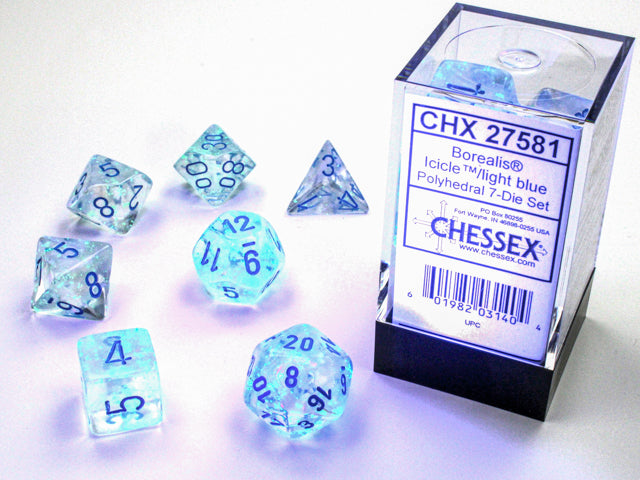 Chessex - Icicle/Light Blue Luminary - 7 Die Set