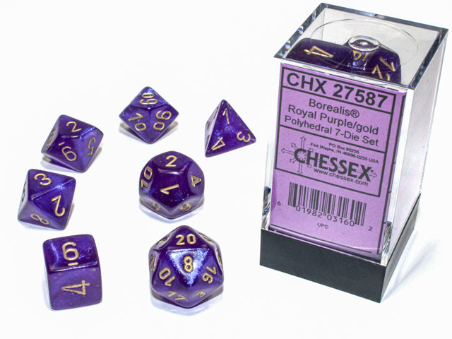 Chessex - Royal Purple/gold Luminary - 7 Die Set