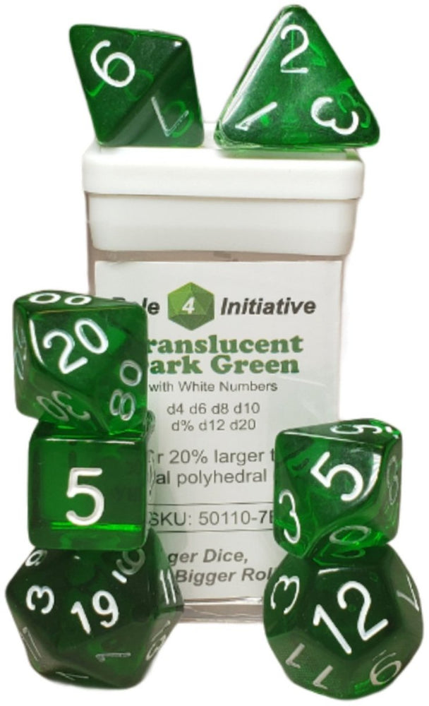 R4I - Dice - Translucent Dk Green with white numbers (7)