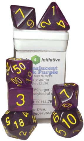 R4I - Dice - Translucent Purple with yellow numbers (7)