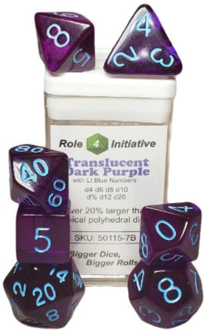 R4I - Dice - Translucent Purple with lt blue numbers (7)