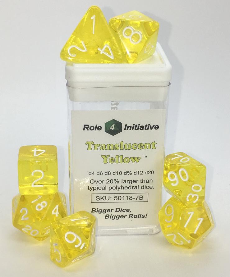 R4I - Dice - Translucent Yellow with white numbers (7)