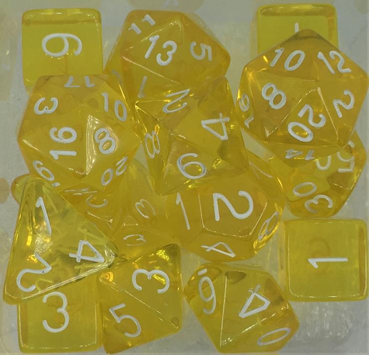 R4I - Dice - Translucent Yellow with white numbers (15)