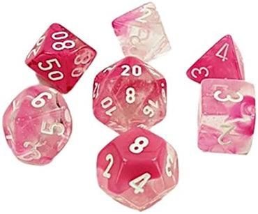 Chessex - Lab Dice - Clear/Pink/White (7 Die Set)